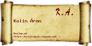 Kolin Áron névjegykártya